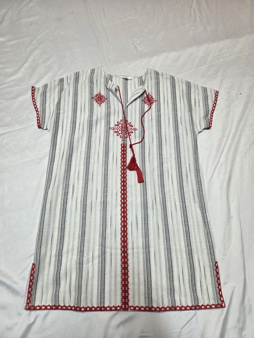 Jade Black and White Striped Cotton Tunic